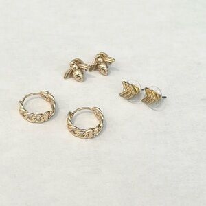 Bundle of (3) Pairs, Dainty Gold Earrings